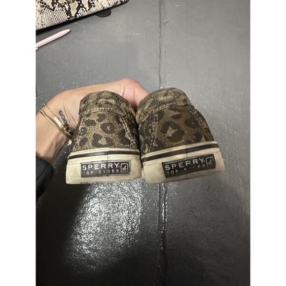 leopard cheetah animal print sperry top sider boat shoes size 7.5 - Picture 3 of 6